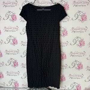 Banana Republic Elegant Black Midi Dress ruffle frilly tiered stretchy